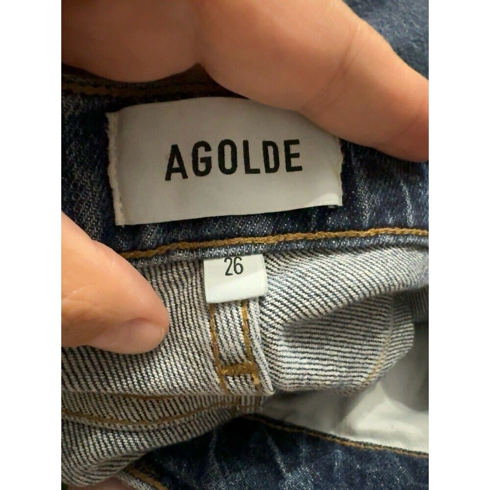 AGOLDE Ren In Chord High Rise Relaxed Fit Wide Leg Raw Hem Denim Jeans Women 26 - Picture 3 of 8